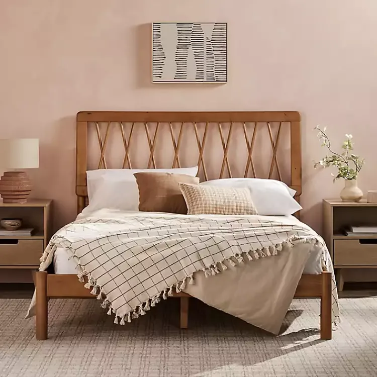 Kirklands Home Beds & Headboards|Caramel Wood Spindle Headboard Full Bed Brown