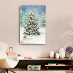 Discount Cardinals on Tree Medium Canvas Art Print Christmas Art & Wall Decor
