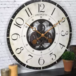 Kirklands Home Clocks|Carlisle Gears Wooden Wall Clock White
