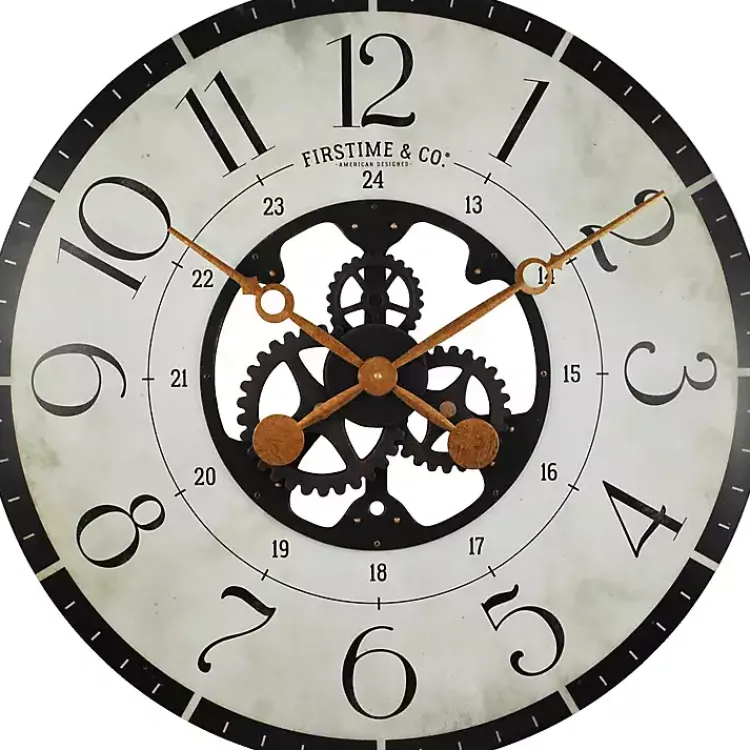 Kirklands Home Clocks|Carlisle Gears Wooden Wall Clock White
