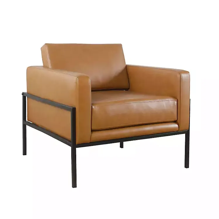 Kirklands Home Accent Chairs|Carmel Vegan Leather Club Accent Chair Brown