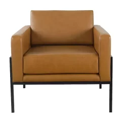 Kirklands Home Accent Chairs|Carmel Vegan Leather Club Accent Chair Brown