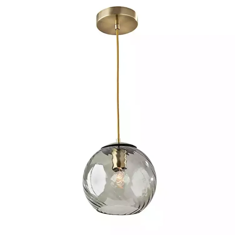 Kirklands Home Chandeliers & Pendant Lighting|Carmen Smoked Swirled Glass Pendant Light Gray