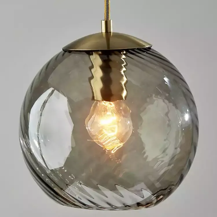 Kirklands Home Chandeliers & Pendant Lighting|Carmen Smoked Swirled Glass Pendant Light Gray