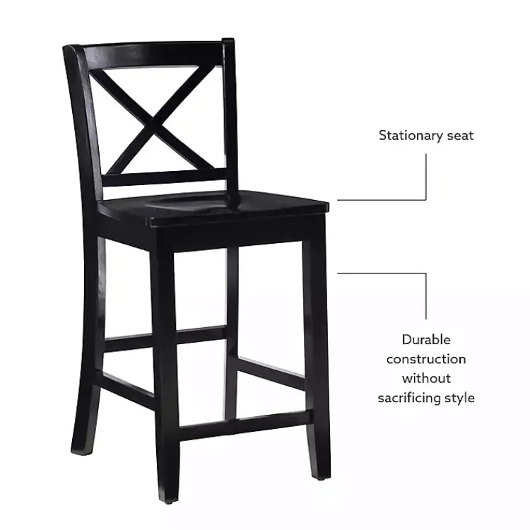 Kirklands Home Bar Stools & Counter Height Stools|Carter X-Back Counter Stool Black