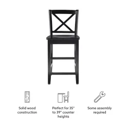 Kirklands Home Bar Stools & Counter Height Stools|Carter X-Back Counter Stool Black