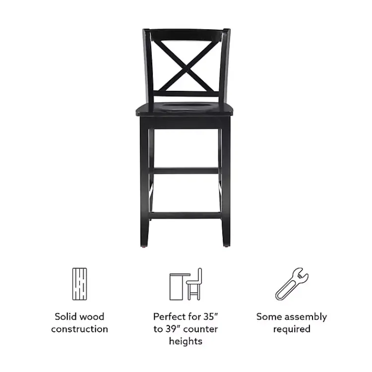 Kirklands Home Bar Stools & Counter Height Stools|Carter X-Back Counter Stool Black