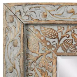 Kirklands Home Decorative Mirrors|Carved Floral Mango Wood Mirror