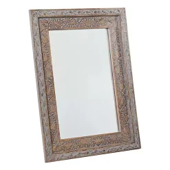 Kirklands Home Decorative Mirrors|Carved Floral Mango Wood Mirror