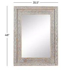 Kirklands Home Decorative Mirrors|Carved Floral Mango Wood Mirror