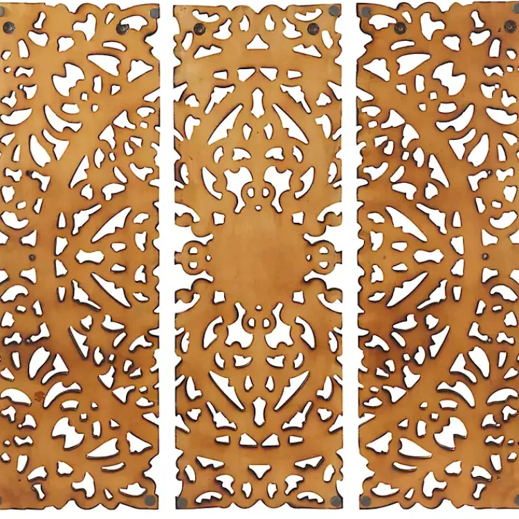 Kirklands Home Wall Plaques|Carved Mahogany 3-pc. Triptych Wall Panels Gold
