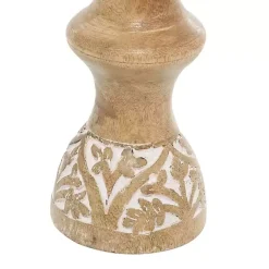 Best Carved Mango Wood Pillar Candle Holders, Set of 3 Candle Holders