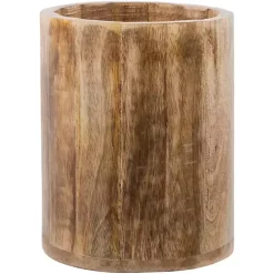 Kirklands Home Kitchen Storage|Carved Mango Wood Utensil Crock Brown