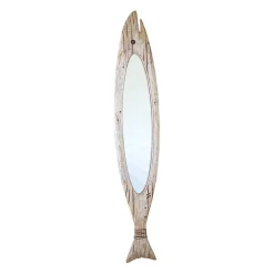 Kirklands Home Decorative Mirrors|Carved Wooden Fish Wall Mirror