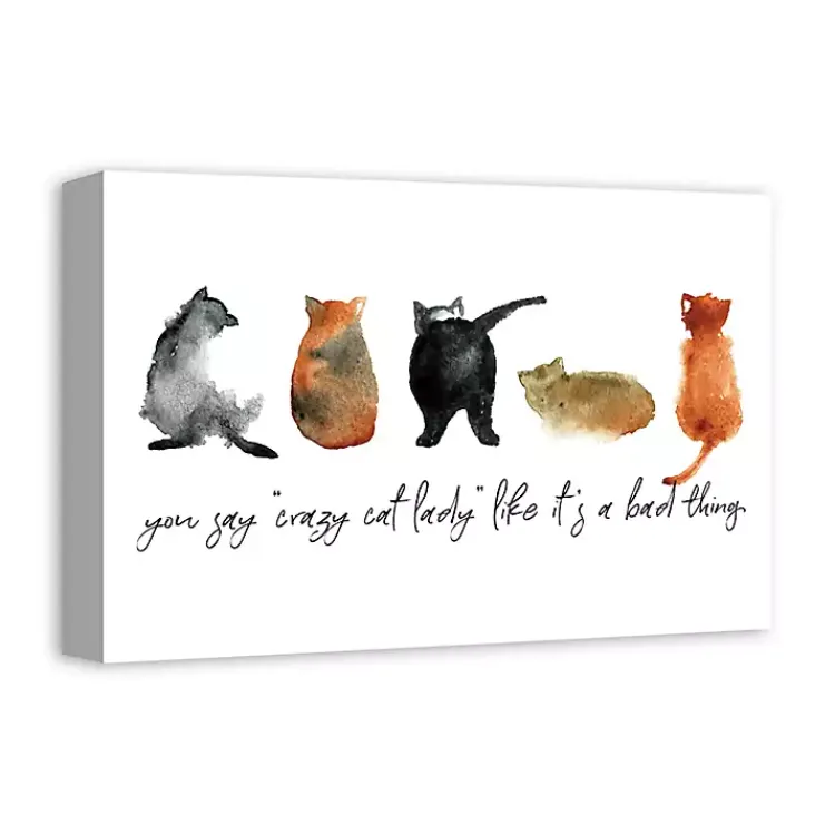 Kirklands Home Wall Quotes & Signs|Cat Lady Canvas Art Print, 18x12 in.