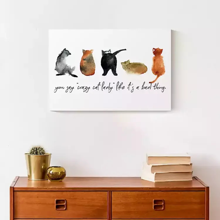 Kirklands Home Wall Quotes & Signs|Cat Lady Canvas Art Print, 18x12 in.