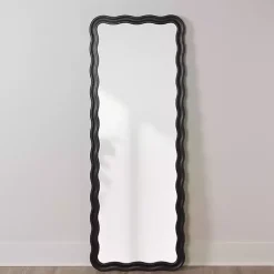 Kirklands Home Decorative Mirrors|Catorina Black Wavy Leaner Mirror