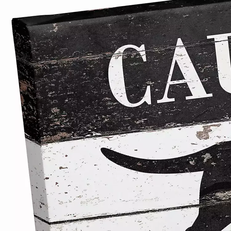 Online Caution Black Cat Crossing Halloween Canvas Print Halloween