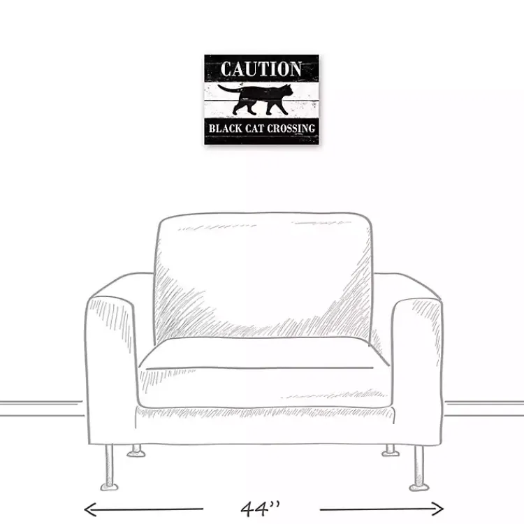 Online Caution Black Cat Crossing Halloween Canvas Print Halloween