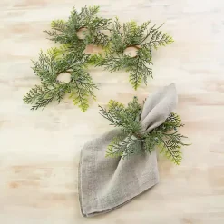 Clearance Cedar Top Napkin Rings, Set of 4 Christmas Dining & Entertaining