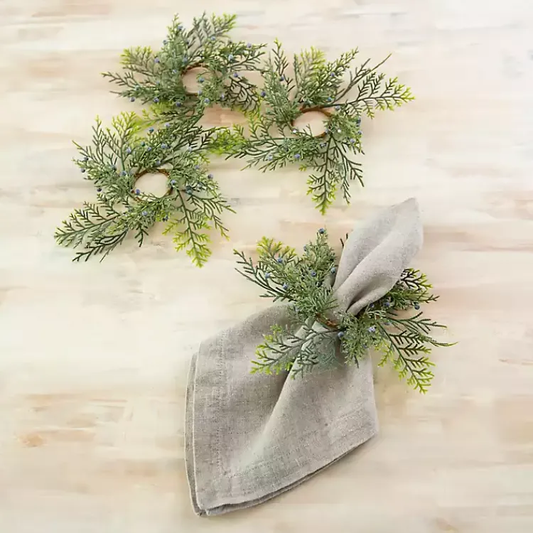 Clearance Cedar Top Napkin Rings, Set of 4 Christmas Dining & Entertaining