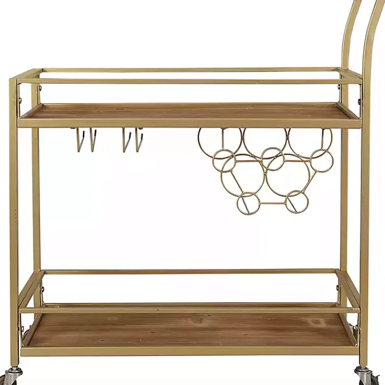 Kirklands Home Kitchen Islands & Bar Carts|Celeste Gold Metal and Wood Bar Cart