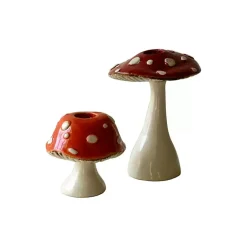 New Ceramic Mushroom Taper Candle Holders, Set of 2 Candle Holders