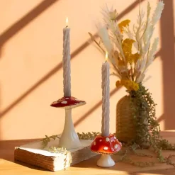 New Ceramic Mushroom Taper Candle Holders, Set of 2 Candle Holders