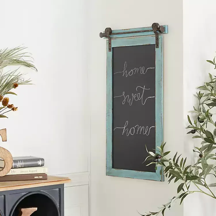 Hot Cerulean Distressed Blackboard Wall Plaque Memo & Chalkboards