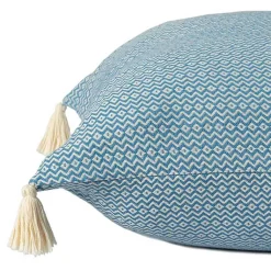 Outlet Cerulean Chevron Organic Cotton Throw Pillow Pillows