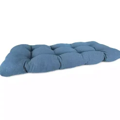 Kirklands Home Outdoor Cushions & Pillows|Chambray French Outdoor Wicker Settee Cushion Blue
