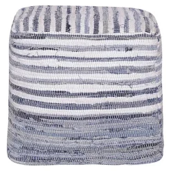 Hot Chambray Woven Stripe Cotton Pouf Poufs & Floor Cushions
