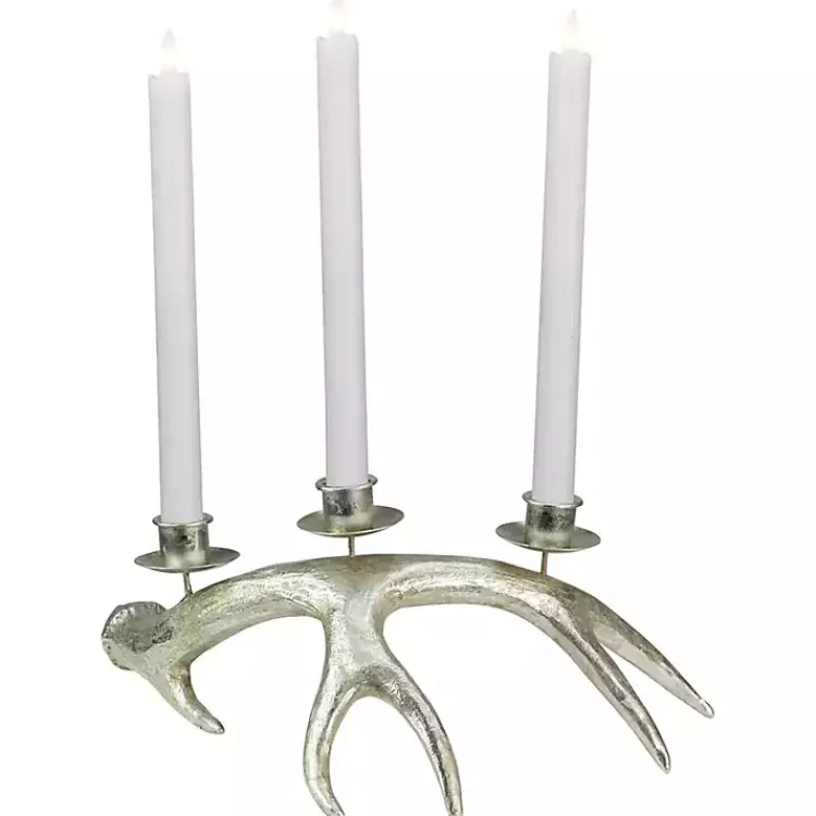 Champagne Deer Antler Taper Candle Holder Christmas Decorations