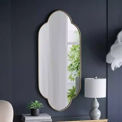 Kirklands Home Decorative Mirrors|Champagne Gold Long Quatrefoil Mirror