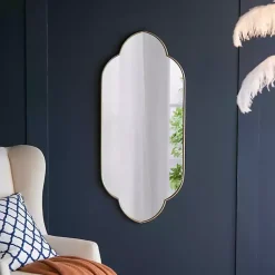 Kirklands Home Decorative Mirrors|Champagne Gold Long Quatrefoil Mirror