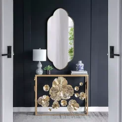 Kirklands Home Decorative Mirrors|Champagne Gold Long Quatrefoil Mirror