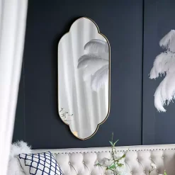 Kirklands Home Decorative Mirrors|Champagne Gold Long Quatrefoil Mirror