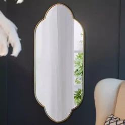 Kirklands Home Decorative Mirrors|Champagne Gold Long Quatrefoil Mirror