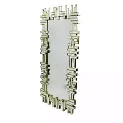 Kirklands Home Decorative Mirrors|Champagne Gold Rectangular Modern Wall Mirror