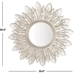 Kirklands Home Decorative Mirrors|Champagne Gold Round Flower Alba Wall Mirror