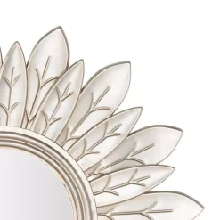 Kirklands Home Decorative Mirrors|Champagne Gold Round Flower Alba Wall Mirror
