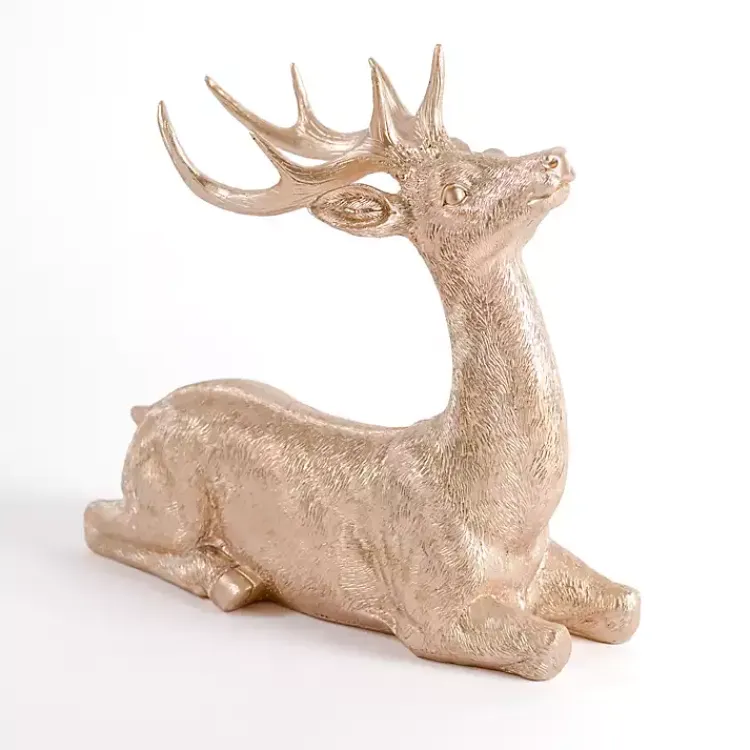 New Champagne Sitting Deer Figurine Christmas Decorations