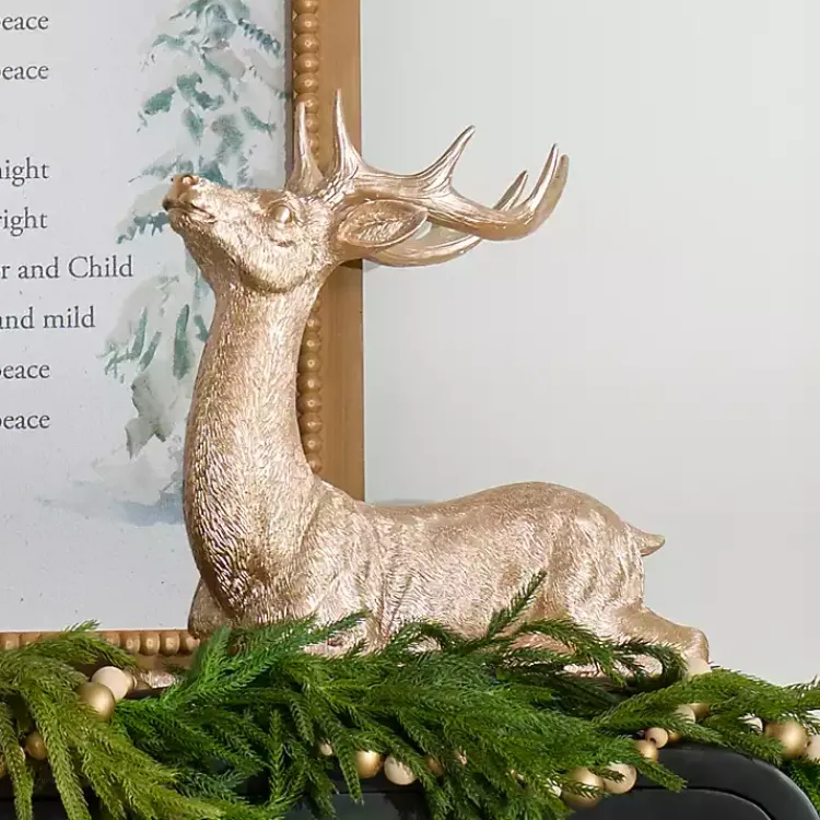 New Champagne Sitting Deer Figurine Christmas Decorations