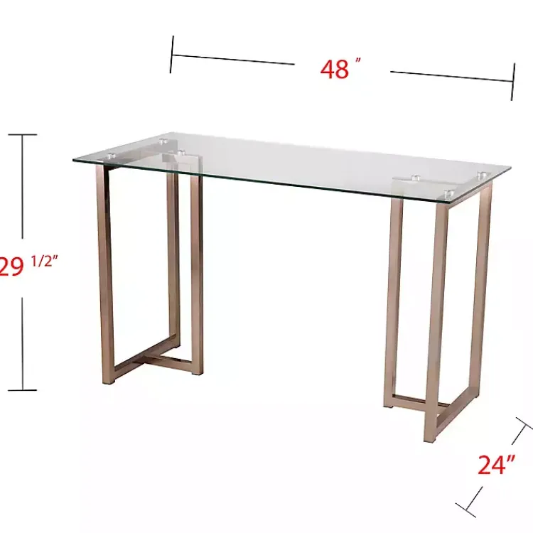 Kirklands Home Office Furniture|Champagne Iron and Glass Desk Gold