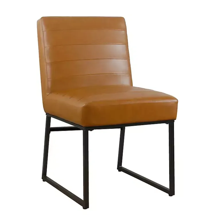 Kirklands Home Dining Chairs|Channeled Carmel Leather Dining Chair Brown