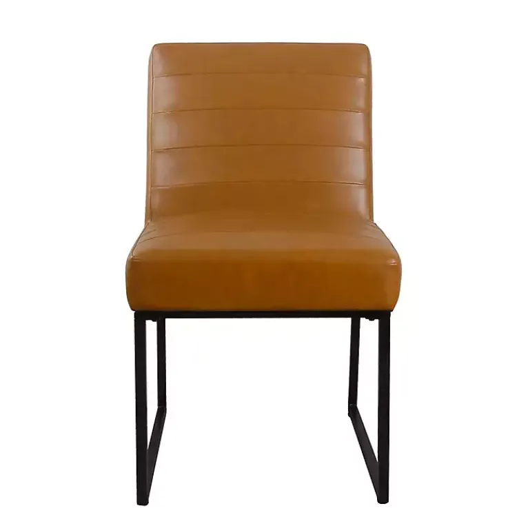 Kirklands Home Dining Chairs|Channeled Carmel Leather Dining Chair Brown