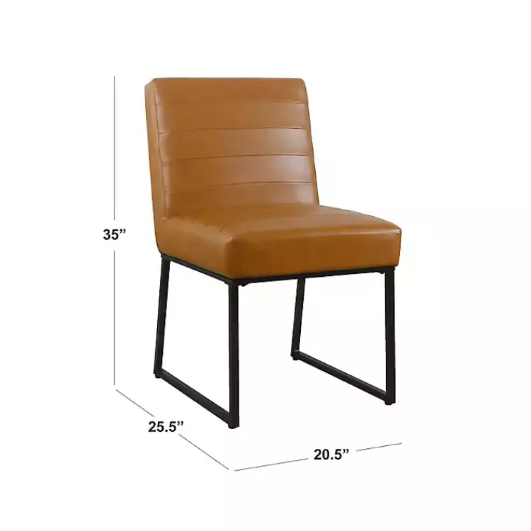 Kirklands Home Dining Chairs|Channeled Carmel Leather Dining Chair Brown