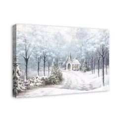 Sale Chapel in a Winter Forest Canvas Art Print Christmas Art & Wall Decor