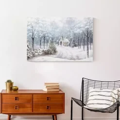 Sale Chapel in a Winter Forest Canvas Art Print Christmas Art & Wall Decor