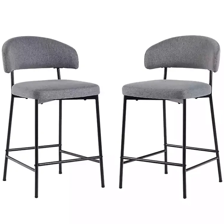 Kirklands Home Bar Stools & Counter Height Stools|Charcoal and Black Curved Counter Stools, Set of 2 Gray